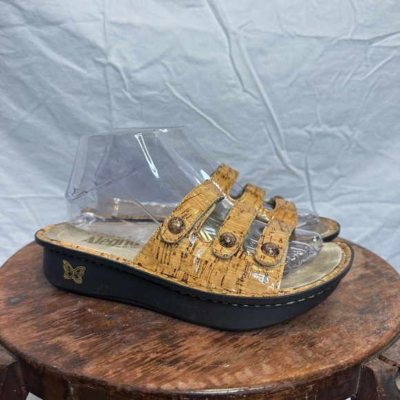Alegria Shoes - Alegria Fiona Tan Cork Look Comfort Slide Sandals F10-418 Women's EUR 37